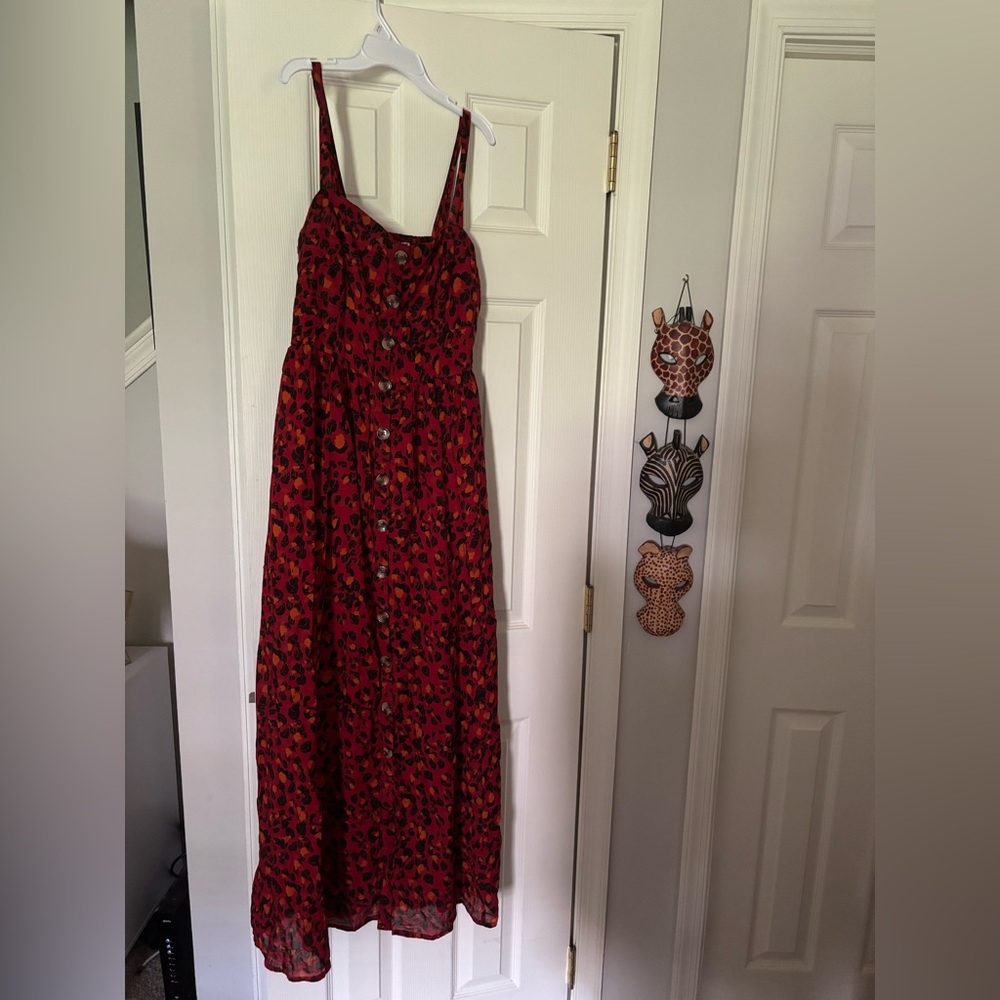 Stylish Red Leopard Print Dress